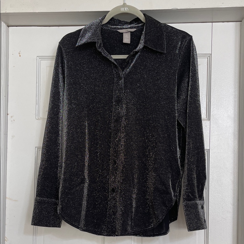 H&M Black Glitter Blouse